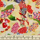 JAPANESE ORIENTAL ART OF FAN AND FLOWER ASIAN RETRO 100% COTTON FABRIC 