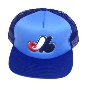 MLB MONTREAL EXPOS BLUE FITTED MESH HAT CAP SIZE 7 NEW  