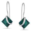 10k White Gold Created Emerald Earrings MSRP $299.99 