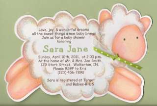 Baby Lamb Handmade Personalized Baby Shower Invitation  