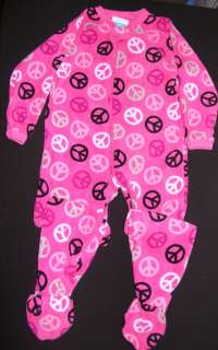 New girls pink peace CHILDRENS PLACE fleece footed sleeper Size 4 