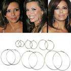 3prs Mix Sizes basketball wives silver P dangle hoops Big Round circle 