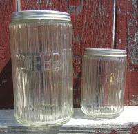 Vintage Hoosier Hand Blown Glass Coffee & Tea Jar Set  