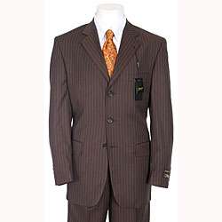 Ferrecci Mens Chocolate Brown Pinstripe Suit  