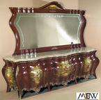 Mahogany French Painted 9.5Ft Buffet Sideboard Server w/ Mirror 