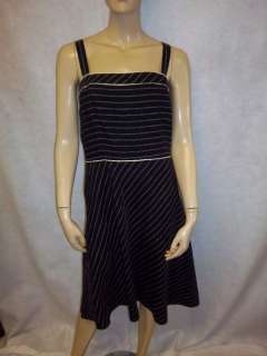 Ann Taylor Loft Black White Striped Tank Day Dress 14  