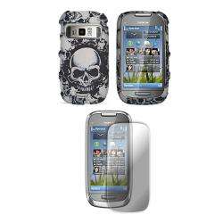 Nokia Astound/ Nokia C7 00 White Skulls Case with Screen Protector 