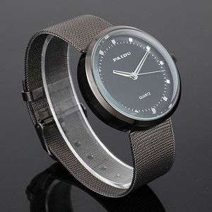 New PAIDU Black Stainless Steel Fashion Mens Wrist Watch  