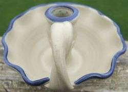 WILLIAMSBURG POTTERY CANDLE HOLDER 1985 TWISTED HANDLE  