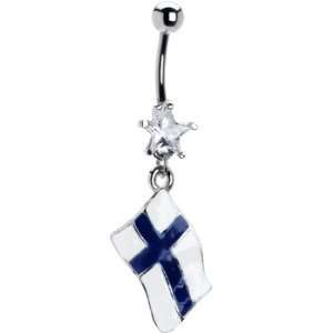 Finland Flag Dangle Belly Ring