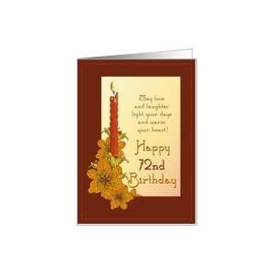  Happy 72nd Birthday Tiger Lily and Red Candle Card Toys & Games