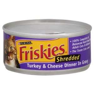 Friskies Cat Food, Turkey & Cheese Dinner in Gravy, Shredded, 5.5 Oz 