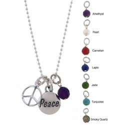   Peace Word, Sign and Gem Charm Necklace (7 choices)  