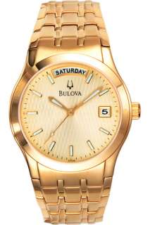 New Bulova Mens Gold Tone Dress Quartz Watch 97C48 $199  