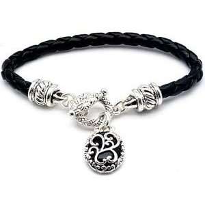 Ornate Black Braided Toggle Pet Collar Necklace with Charm  