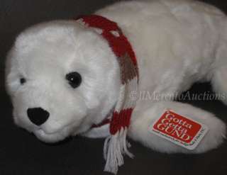   Plush White SEAL Red Brown Knit Scarf 46587 Stuffed Animal TOY 15 NWT