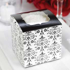 Set of 48 Black White Damask Cupcake Boxes Favor Boxes  
