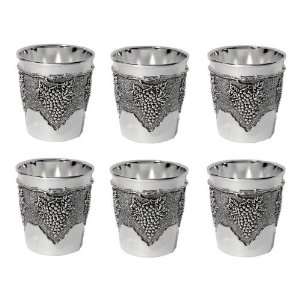  Riveet Drinking Cup set of 6   Grape Design Silver Plated 