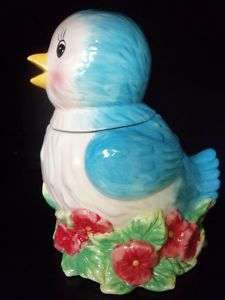 RETRO BLUEBIRD BLUE BIRD COOKIE JAR BISCUIT CANISTER  