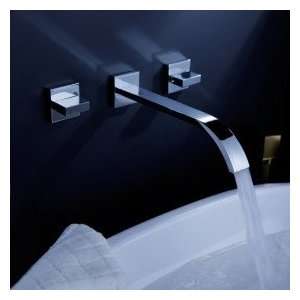 Solid Brass Wall Mount Bathroom Sink Faucet (Widespread) with Pop up 