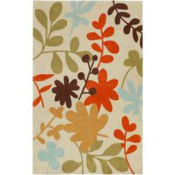 Hand tufted Ivory Floral Rug (5 x 8)  