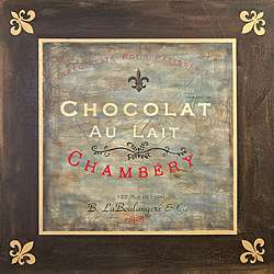Chambery Chocolat Brown with Fleur de lis Sign Canvas Art 