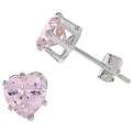 Sterling Silver Heart Shaped Pink CZ Earrings MSRP $19 