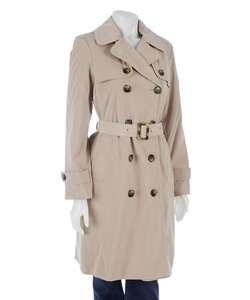 London Fog Womens 3/4 length Trench Coat with Plaid Lining 