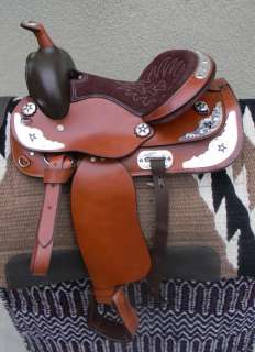 15 NEW TAN SHOW LEATHER WESTERN SADDLE PKG. BY CENTRAL VALLEY 
