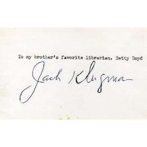 Jack Klugman Autographed Signed Index Card