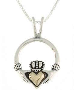 14 kt. Gold and Silver Claddagh Pendant  