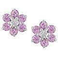 10k Gold Pink Sapphire and Diamond Flower Earrings MSRP 
