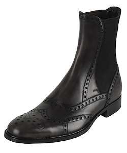 Dolce & Gabbana Mens Black Leather Perforated Chelsea Boots 