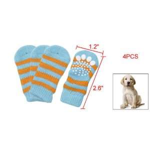  Como Yellow Blue Striped Pattern Stretchy Socks for Pet 