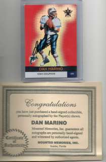 Dan Marino Auto on card certified Mounted Memories  
