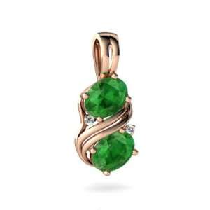  14k Rose Gold Oval Genuine Emerald Pendant Jewelry