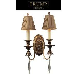 2 LIGHT SCONCE IN A BURNT GOLD LEAF FINISH W14 H24 E9 
