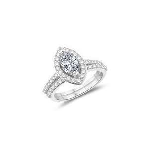   Diamond & 0.32 Cts Cubic Zircon Ring in 14K White Gold 3.0 Jewelry