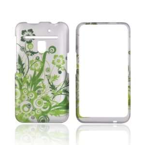  GREEN FLOWERS ON SILVER Rubberized Hard Plastic Case Cover 