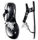Clear Beaded Black Jelly Sandal flat shoe womens ankle strap summer