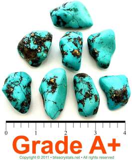   BLUE SONORAN TURQUOISE w PYRITE TUMBLED STONE CRYSTAL HEALING  