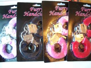Soft Furry Metal Play Handcuffs w Keys & Safety Release  
