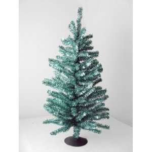 18 Sparkling Blue and Silver Retro Tinsel Table Top Christmas Tree 