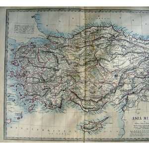  C1868 Map Asia Minor Cyprus Rhodes Greece Marmaria Sea 