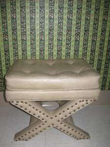 Ethan Allen Cross Leg Upholstered Ladies Vanity Bench Easy to Clean 
