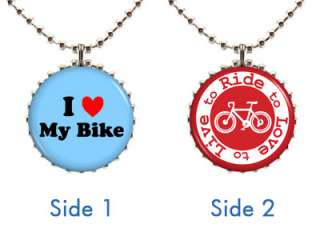   NECKLACE Style #1 Bike Cyclist Lover Rider Eco Green Messenger Pendant