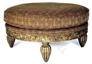 Hand Carved Custom Fabric Round Ottoman_PAIR   Your Dreams Just Came 