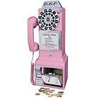 Crosley 1950s Classic Pay Phone In Pink 3 Coin Slots Wall Mountable 