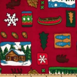  60 Wide Fleece Homestead Red Fabric By The Yard Arts 