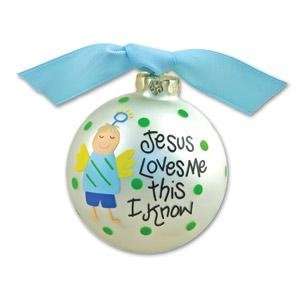  Personalized Jesus Loves Me Baby Boy Ornament